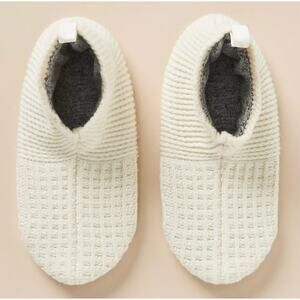 BOMBAS x ANTHROPOLOGIE NWT Waffle Knit Gripper Slippers Ivory L (12-14)